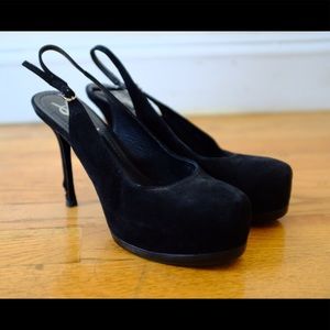 Yves Saint Laurent Black Velvet Heels